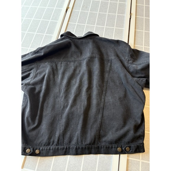 Womens Black Floral Boho Maximalist Dopamine Western Embroidered Denim Coat Sz14 - Picture 11 of 14